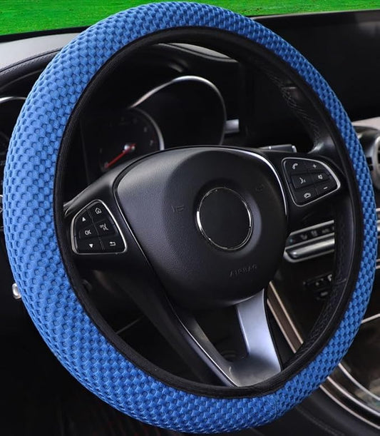 Hiflyer Universal 14.5-15 Inch Steering Wheel Cover, Soft Microfiber Car Wheel Cover, Blue