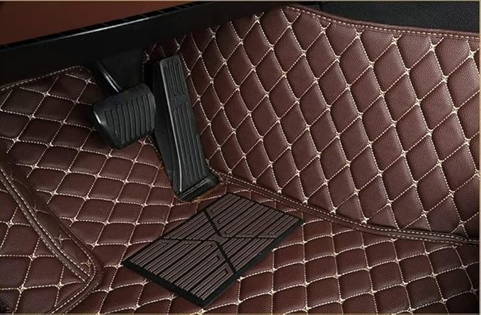 Car Floor Mats for 99% Cars, Trucks and SUVs Full Coverage Pads Protection Non-Slip Leather Floor Liners (Brown)