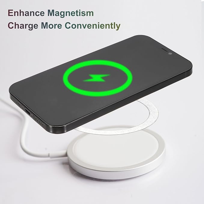 uxcell Magnetic Adapter Ring, 2Pcs Magnetic Sticker Ring ABS Universal Magnet Wireless Charging Conversion Kit for Mobile Phone Case Wireless Charger, Pink, White
