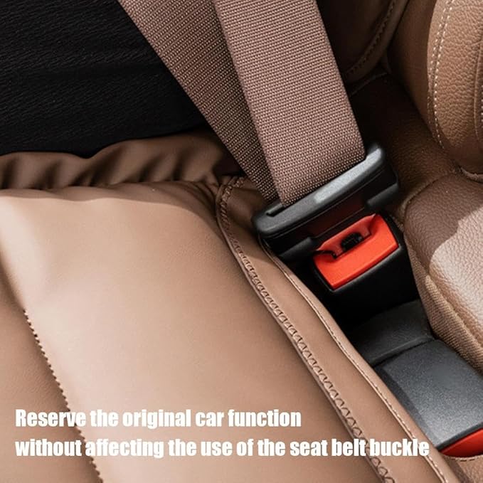 Skin-Friendly & Dirt-Repellent Leather Seat Cushions, 2026 Car Seat Cushion for Driving, 1.57" Thick Comfort Seat Protector, Universal Non-Slip Memory Foam Pad for Car (Brown, Front Seat Cushion)