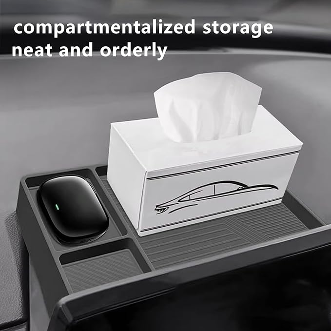 Temmis Dashboard Organizer for Honda CRV 2023-2026 (Gasoline & Hybrid), Silicone Dash Board Tissue Holder Dash Storage Tray Container Box Behind Screen-Black