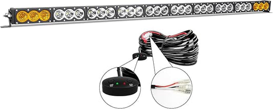 Willpower 54 inch LED Light Bar Single Row Dual Color 300W Off Road Light Bar White Amber Combo LED Work Light Truck UTV 4x4 Cars SUVs ATVs Boats Fog Driving Light with Wiring Harness kit