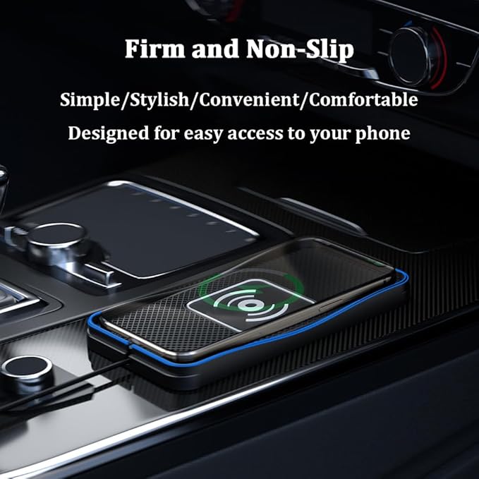Wireless Car Charger Pad for GMC Terrain 2010-2026, Type-C/USB 20W Car Wireless Charger Non-Slip Phone Charging Pad Car Accessories,A 30cm Cable Type-C Plug