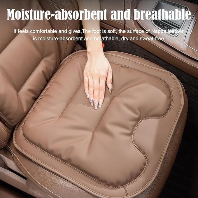 Car Seat Cushion, 2025 New Skin-Friendly Leather Seat Cushions, Skin-Friendly Leather Seat Cushions, Front Bottom and Rear Seat Cushions for Auto Office (White 1set)