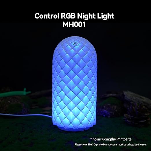 3PCS Remote Control RGB LED Lamp Kit 001 with Power Off Color Storage for Bambu Lab H2D/X1/P1P/A1 Includes Button Battery Makerworld 3D Printed DIY Hardware Model Spare Parts 5V USB Powered