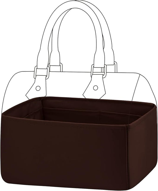 DGAZ Silk Purse Organizer Insert Fits LV Speedy 16/20/25/30/35/45 bags，Silky Smooth Bag Organizer，Luxury Handbag & Tote Shaper（Global Brown，SP20）
