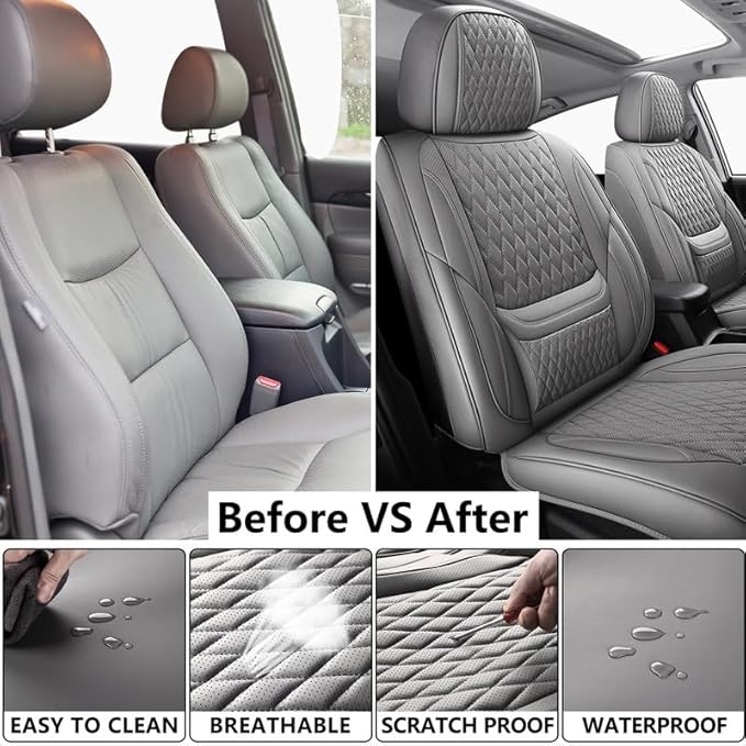 Car Seat Covers Full Set Custom Fit for Buick Envista 2024-2026 - Premium Faux Leather with Lumbar Support | Breathable, Waterproof, Anti-Slip, Durable (Gray,Full Set)