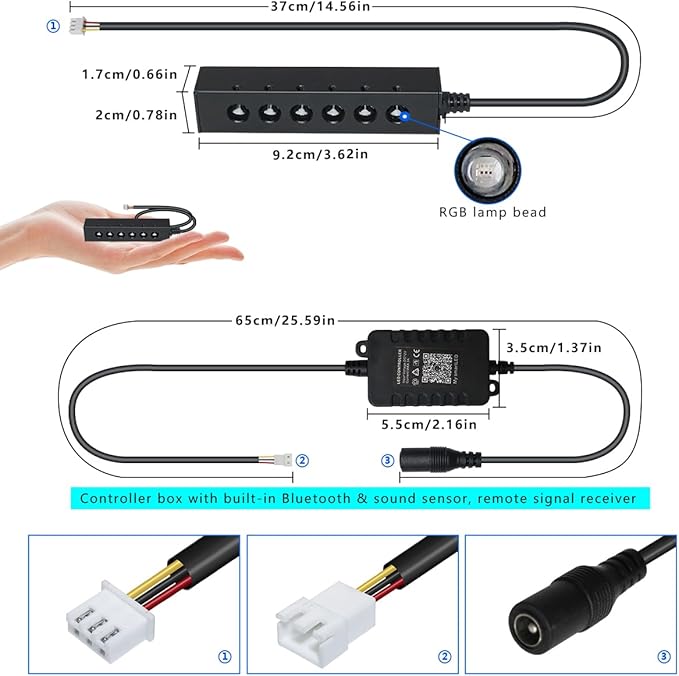 AKEPO 3.2W 6-Hole RGB Colorful Fiber Optic Light Kit, Car Home APP Control 13.1ft 360pcs*0.75mm/0.03in Optical Fiber Mixed Color Chasing Timer MIni Size Star Ceiling Light