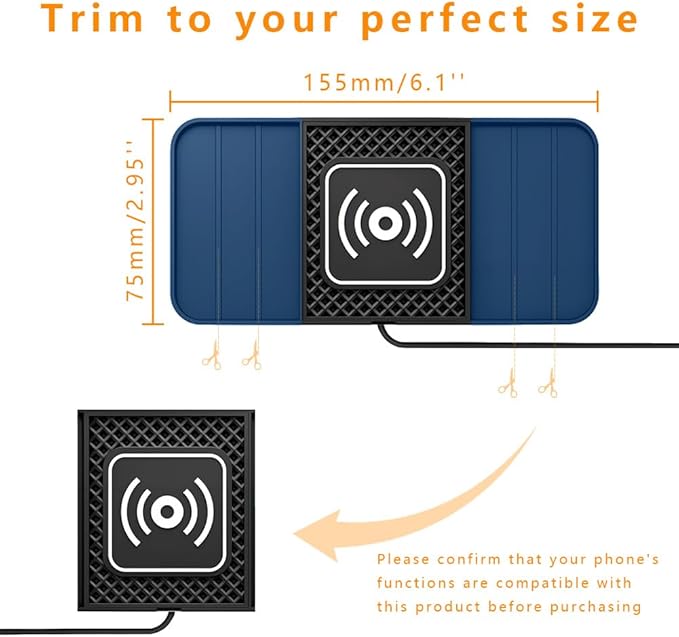Wireless Charging Pad for Car for Chevrolet Trailblazer 2002-2009 2021-2026, DIY Trim-to-Fit Slim Non Slip Fast Charger Car Wireless Charging Pad 30CM Cable,B 30cm USB Plug Cable