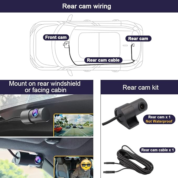 Fitcamx Front 2K+Rear 1080P Dash Cam Adapts for Volkswagen Atlas 2018-2026 (Model B, Wide Body) & Cross Sport 2020-2026, OEM Look, Dual HD Video, WiFi & APP, Loop Recording, Parking Mode, 64GB Card
