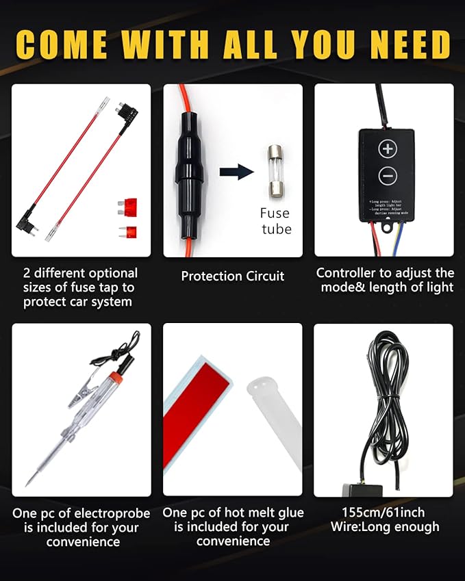 Sequential Turn Signal Led Light Strip Dynamic Scan Start Up Hood Lights Flexible DRL Daytime Running Light for Car,Truck,SUV,Dual Color Red Amber Flowing Switchback 12V 70inch /1.8M (1Set)