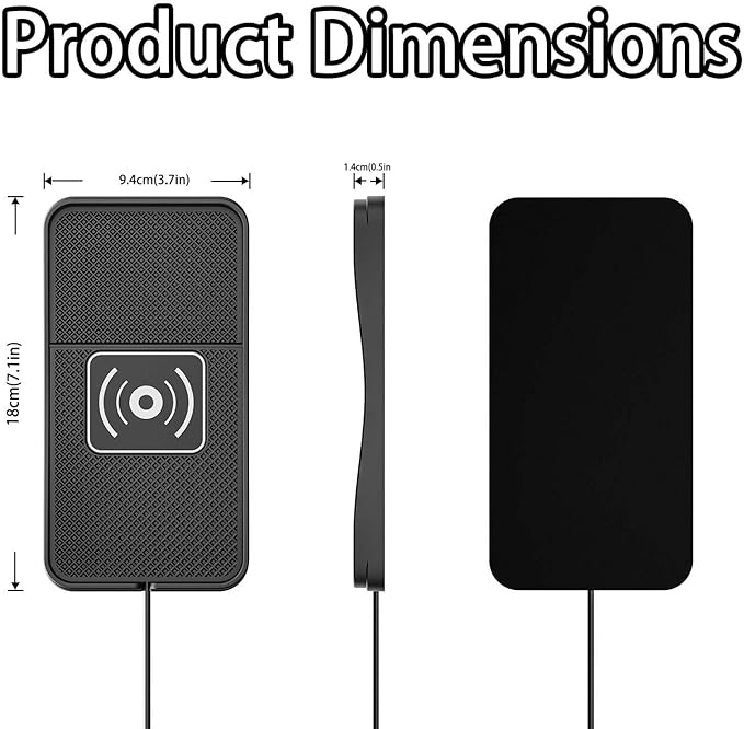 Car Wireless Charger Pad for Infiniti Q70 2014-2019, Fast Car Wireless Charging Pad for Car Center Console, Non Slip Charging Mat,1M-USB