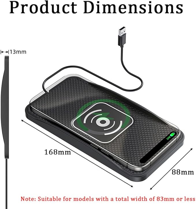 Wireless Car Charger Pad for Nissan Titan 2004-2024, Type-C/USB 20W Car Wireless Charger Non-Slip Phone Charging Pad Car Accessories,B 30cm Cable USB Plug