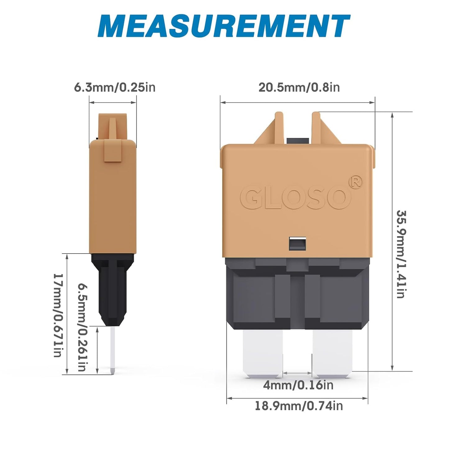 GLOSO Circuit Breaker Blade Fuse E39 (T3) Manual Reset Fuse For Car Truck RV Automotive Marine Boat Trolling motor & Custom Wiring Audio battery protection/Low Profile ATC/ATO (10A - 1 Pack)