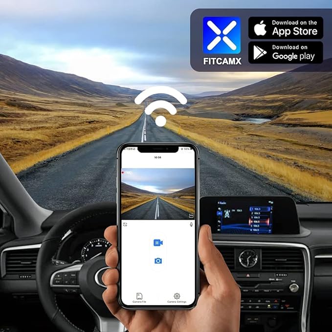 Fitcamx 2K Dual Dash Cam Suitable for Lexus RX 350 450h F Sport Luxury 2016 2017 2018 2019 2020 2021 2022, OEM Style, Front 1440P Rear 1080P HD Video, Loop Recording WiFi, Parking Mode, 64GB Card