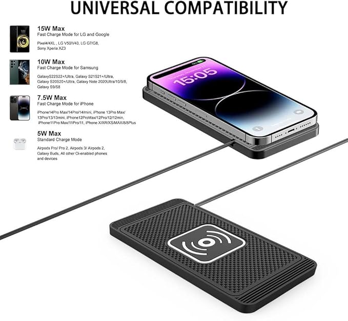 Wireless Car Charger Pad for Chevrolet Blazer Captiva Equinox Suburban/Bolt EUV 2000-2026, Type-C/USB 15W Car Wireless Charger Non-Slip Cordless Charging Mat Car Accessories