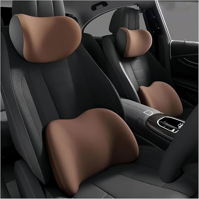 Car Lumbar Support Pillow and Car Neck Pillow Kit for Volvo S90/V90 2016-2020 2021 2022 2023 2024 2025 2026, Car Seat Neck Back Rest Pillows, Ergonomic Car Seat Headrest & Lumbar Cushion
