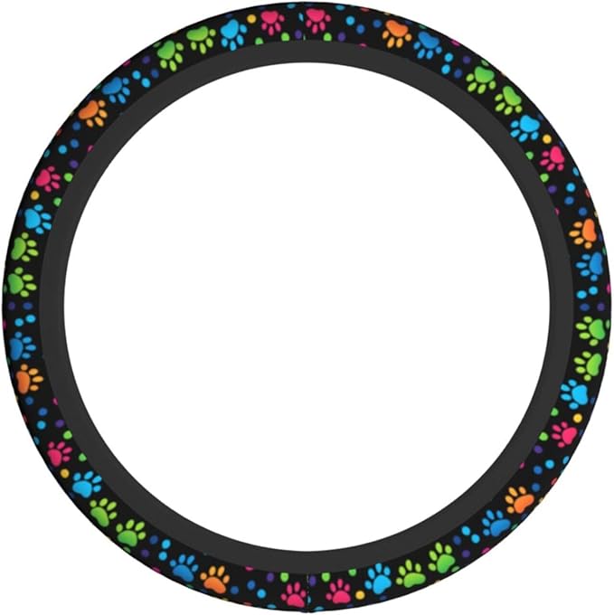 Dog Paws Cute Steering Wheel Cover Non-Slip Breathable Sweat-Absorbent Suitable for SUV Van Truck Car Universal Protection Accessories 15 Inch Suitable for Women Men