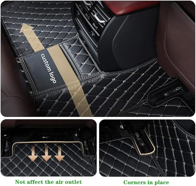 Custom Personalized Floor Mats for Cars - Luxury Full Coverage All Weather Mats, Anti-Slip Leather Mat Set, Fit for 99% of Cars, SUVs & Trucks (Light Blue, A-Diamond)