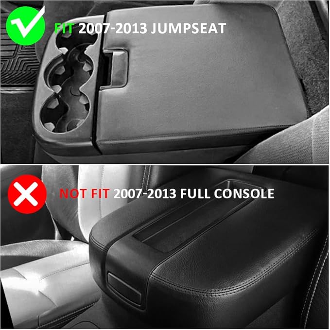 DEYTOP Center Console Cover for Chevy Silverado & Tahoe 2007-2013 Console Armrest Cover for GMC Sierra 2007-2013 Car Cushion Protector Pad (Jump Seat Console ONLY) (Blabk with Pad, 07-17 Jump SEAT)