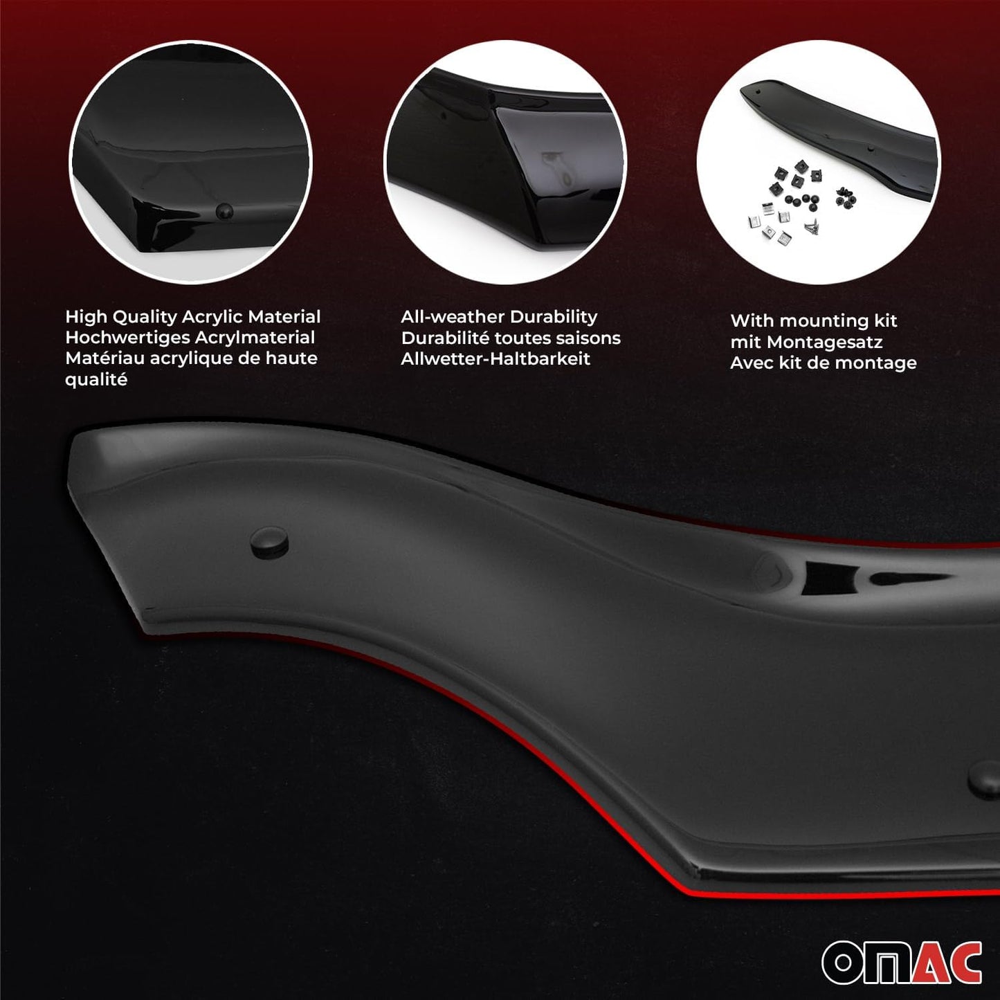 OMAC Front Bug Shield Hood Deflector Guard for Honda Civic 2006-2011 Sedan Smoke