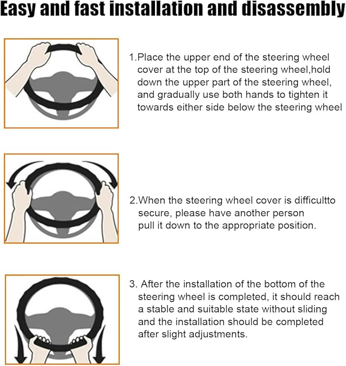 Car Steering Wheel Cover, 15 Inch Leather Anti-Slip Breathable Vehicle Steering Wheel Protecter with Comfortable Feel, Automotive Interior Accessories, Universal for SUV Sedan Truck (Gray)