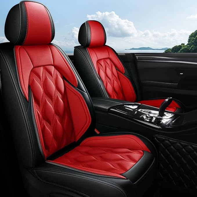 AOMSAZTO Car Seat Covers,Full Set 5 Seats Custom Fit for Kia Sportage 2009-2025 2026,Leather Car Seat Cover Seat Cushion Protector,Airbag Compatible Waterproof Black&Red