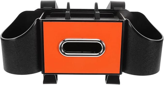 Ciieeo Car Headrest Organizer with Integrated Cup Holder and Tissue Box - Versatile Backseat Storage & Purse Hanger for Vehicle Interior Organization - Fits Most SUV & Sedans (Orange)