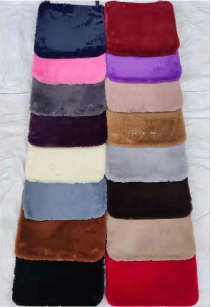 Plush Car Seat Cushion, Soft Warm Fuzzy Faux Rabbit Fur Fluffy Plush Auto Seat Cover Vehicle Car Front and Back Seat Protector Pad with Non-Slip Backing Cushion Interior Universal Fit (Purple1,3PCS)