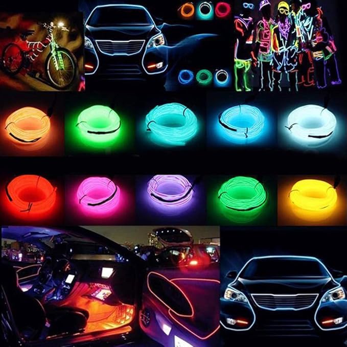 El Wire Neon Light, Car Interior LED Lights for Xmas Halloween Christmas Car Interior Decoration(3m/9ft,Red)