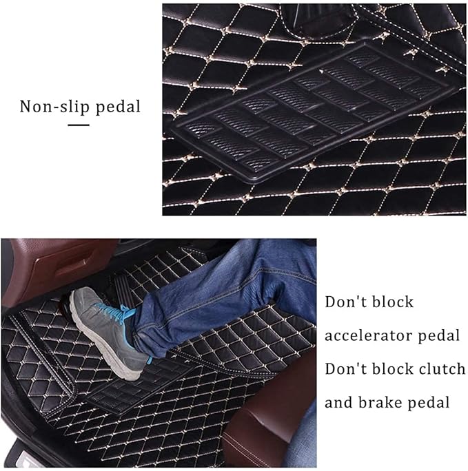 Custom Making Car Floor Mats Compatible for 2000-2025 All Mode Sedan SUV Sports Car Full Coverage Cute Pads Protection Non-Slip Leather Floor Liners (Black Blue Line)