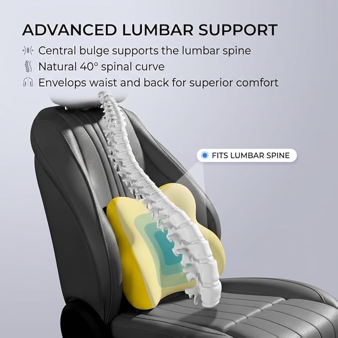 Car Headrest Pillow & Lumbar for Audi A1 A2 A3 A4 A6 A7 A8, Car Seat Neck Pillow Back Support, Breathable All-Season Automotive Seat Cushions, 2PCS,D Dual Yellow