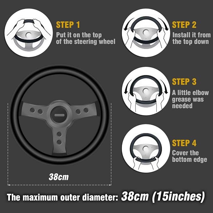 ZHOL Steering Wheel Cover Universal 15 inch Microfiber Breathable Ice Silk Steering Wheel Covers Anti-Slip Car Interior Accessories for Women Men, Warm in Winter and Cool in Summer, Beige&Brown