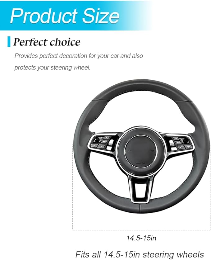 Bling Car Steering Wheel Cover, 15 Inch Crystal Rhinestones Elastic Stretch Breathable Vehicle Steering Wheel Protector for Women Girls, Universal Auto Interior Accessories (Black Red)