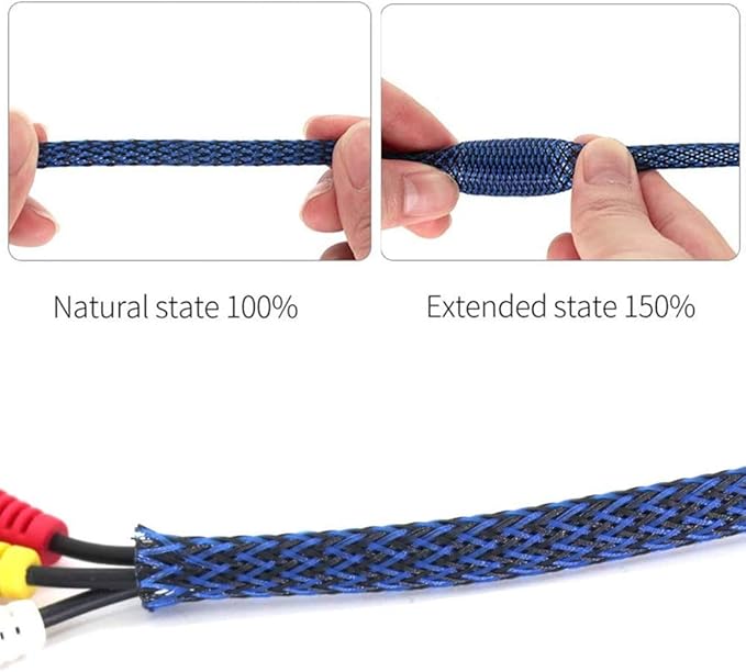 25ft - 1/2 Inch Cable Management Sleeve Protector,Wire Loom PET Expandable Wire Sleeving for Office TV Computer Home Theater Engine Bay Cord Organizer,Protect Cables from Pet Cat Dog Chewing,BlackBlue