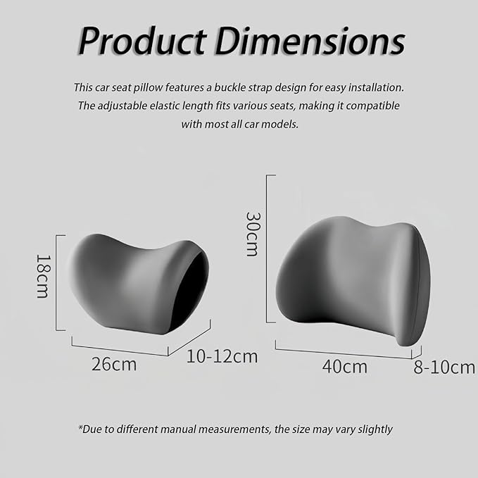 Car Lumbar Support Pillow and Car Neck Pillow Kit for Acura Integra Type S 2023 2024 2025 2026, Car Seat Neck Back Rest Pillows, Ergonomic Car Seat Headrest & Lumbar Cushion,B Grey