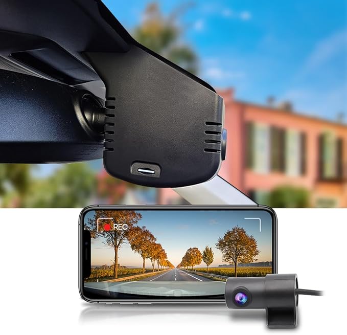 Fitcamx Front 2K+Rear 1080P Dash Cam Adapts for Volkswagen Tiguan 2024-2026 MK3 (Grey), OEM Style, Dual HD Video, WiFi & APP, Loop Recording, Parking Mode, Easy to Operate, 64GB Card