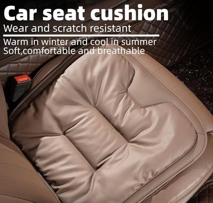 Car Seat Cushion, 2025 New Skin-Friendly Leather Seat Cushions, Breathable Dirt-Repellent Memory Foam Pad for Most Auto & Office Chairs (Black)
