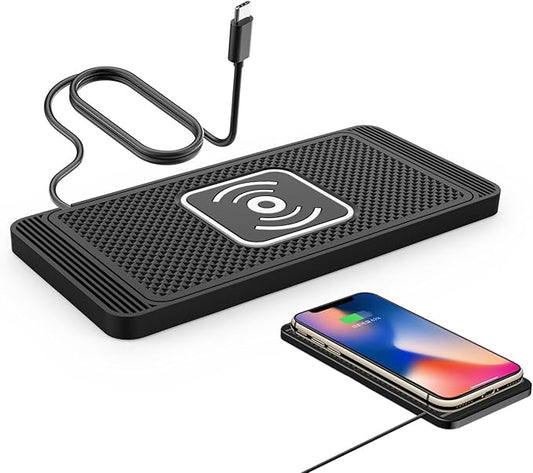 Car Wireless Charger Pad for Mazda CX30 DM Serie 2019-2023-pr, Fast 15W Slim Qi Wireless Charging Pad with USB/Type-C Cable Non-Slip Charging Mat for Car,15W-Type-c