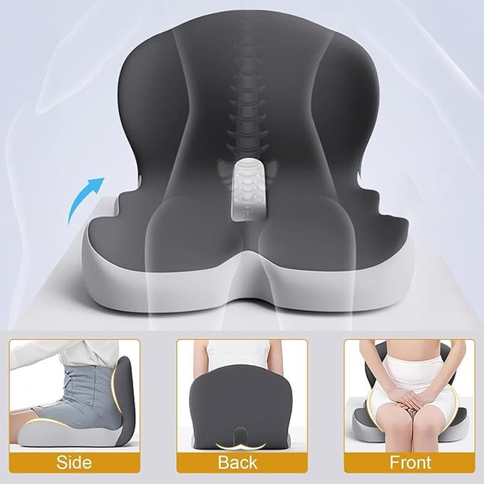 Back and Seat Cushion, Trucker Seat Cushions for Long Sitting, Car seat Cushion with Back Support, Seats Cushions for Lumbar Pain and Supporting The HIPS, Trucker Essentials (H)