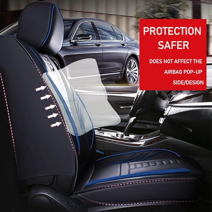 for Toyota CHR Seat Covers 2018-2026, Full Coverage Customized Car Seat Covers, Premium Leather Waterproof Stain-Resistant Easy to Install (Standard 2 Seats, Black&Blue)