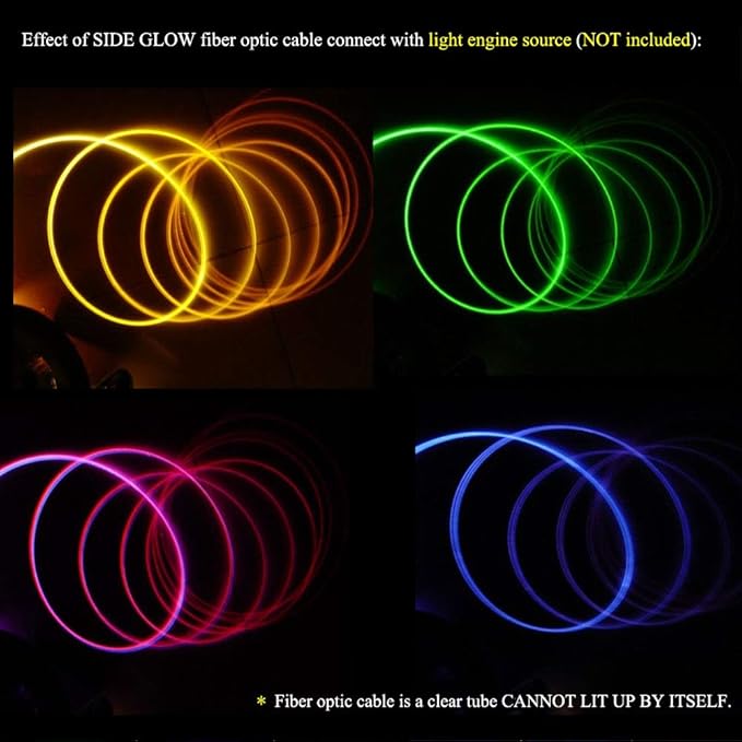AKEPO 5mm*5m PMMA Plastic Side Glow Cable for Car Home Use Fiber Optic Light