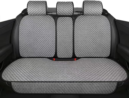 Universal Rear Seat Protector – All-Season Breathable Car Bench Cover with Non-Slip Base,3D Diamond-Pattern Fabric, Fits Most Sedans, SUVs, Vans & Trucks（Gray）
