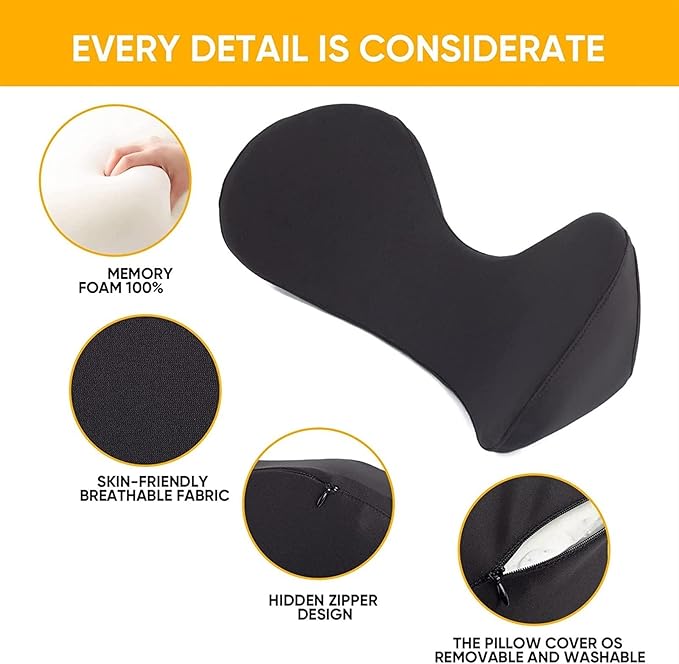 Memory Foam Car Seat, Car Lumbar Support Pillow Tailbone Support Cushions, Back Pad Massager Waist Cushion for Car Seat, Office Chair(1 Orange)