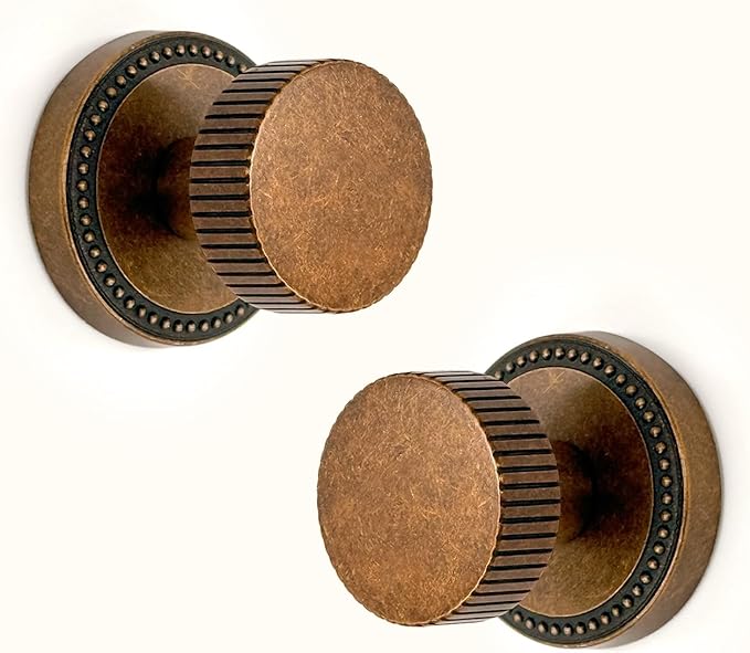 Asidrama 4 Pack Antique Brass Dummy Door Knob, Non-Turning Decorative Door Lever with Door Knobs for Closet, French Double Doors, Pantry & Interior Push/Pull Use