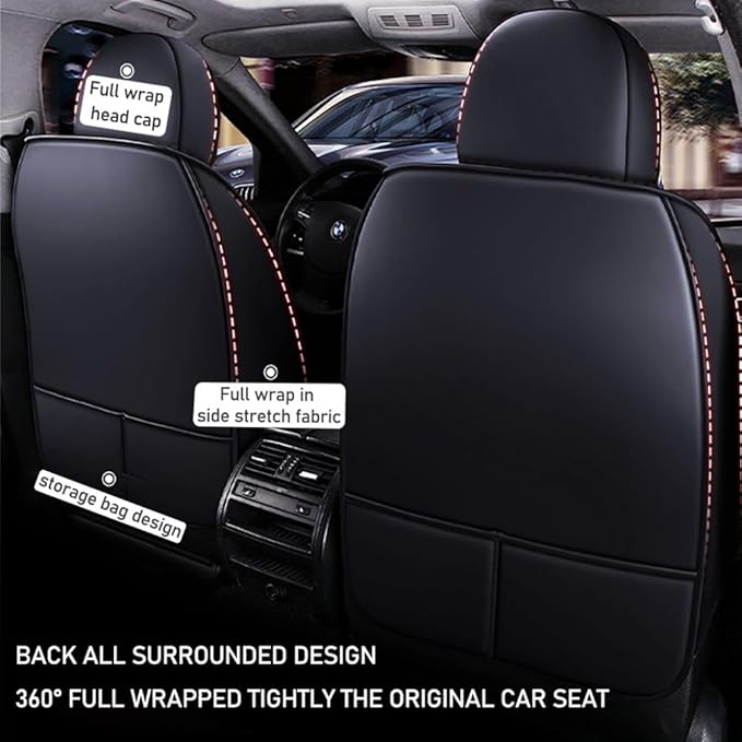 for Toyota RAV4 2008-2025 Car Seat Covers, Full Coverage Customized Seat Covers Premium Leather Waterproof Stain-Resistant Easy to Install (Full Set, Black)