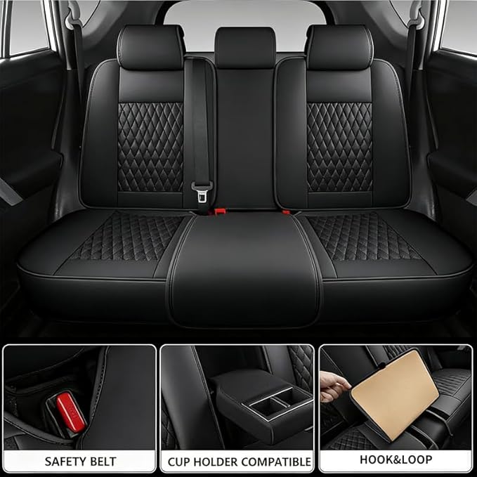 Car Seat Covers Full Set Custom Fit for Buick Century 1997-2005 - Premium Faux Leather with Lumbar Support | Breathable, Waterproof, Anti-Slip, Durable (Black,Full Set)