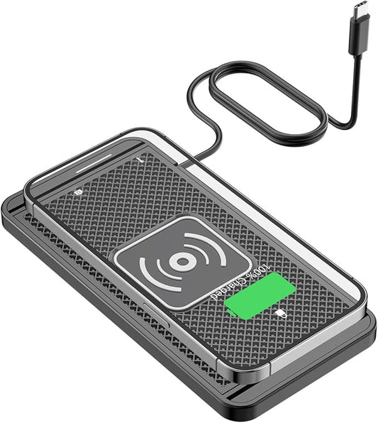 Wireless Charging Pad for Car for Subaru XV Forester Outback Impreza BRZ WRX Legacy, 15W Fast Wireless Charger Mat Non-Slip Silicone Car Center Console Phone Charging Pad,A/15W-Type-c