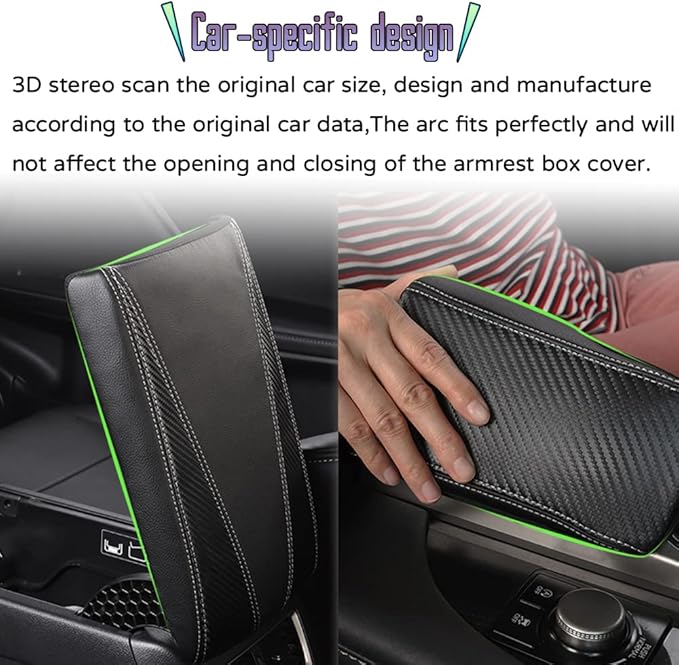 Custom Interior Accessories for Lexus RX 350 350L 450h 450hL 2015-2022 PU Leather Center Console Armrest Box Cover Armrest Cushion Central Armrest Protector Pad(Carbon Fiber Texture)