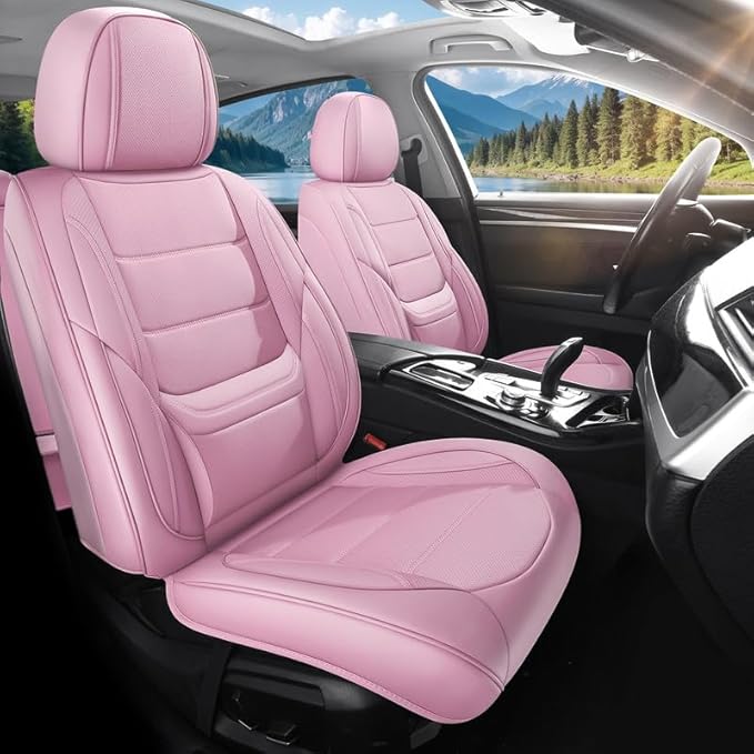 Car Seat Covers Full Set Custom Fit for Mercury Mariner 2005-2011 - Premium Leather with Lumbar Support, Breathable, Anti-Slip & Excellent Seating Experience (Pink, Full Set)
